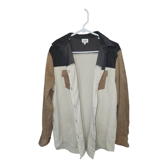 BKE Color Block Corduroy Shirt, size Small (Cream - Picture 6 of 11